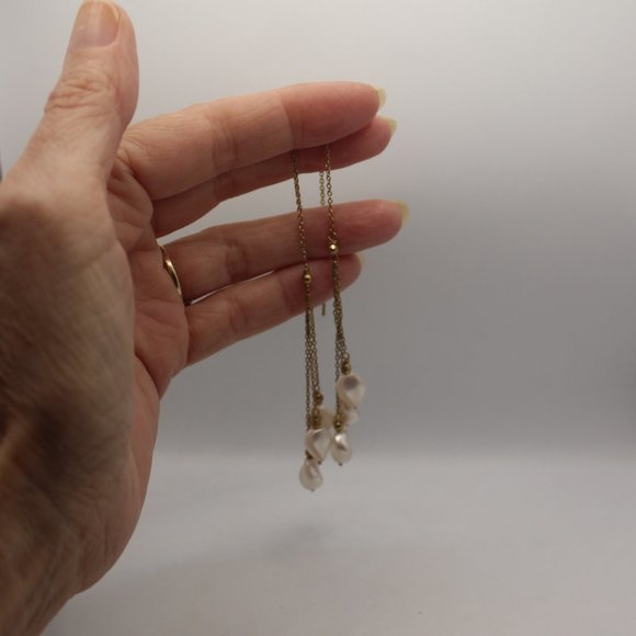 925 Pearl Threader Earrings - Picture 2 of 3